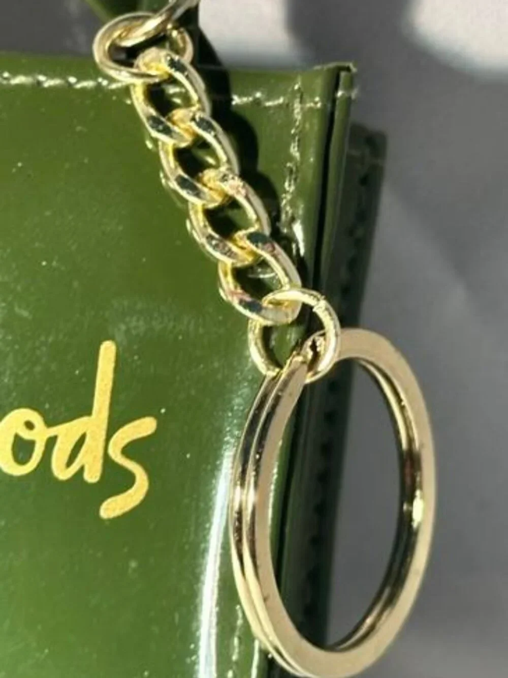 Harrods London Mini Shopping Bag Keychain NWT Classic Green Collectible